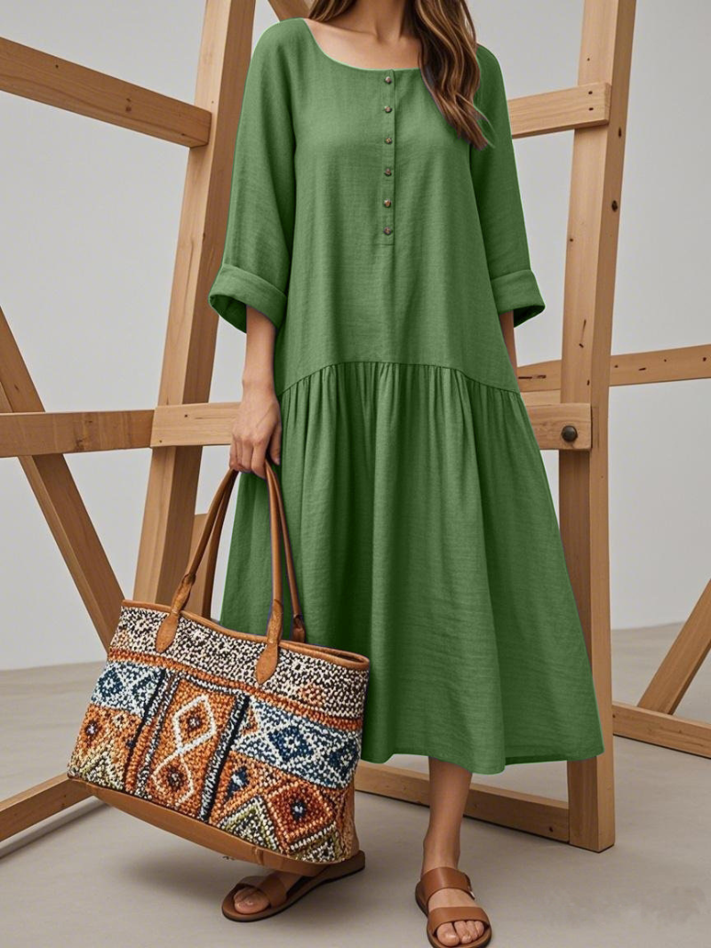 Women's  Summer Beautiful Party Wear Retro Button A-line Dress