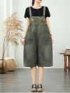 Women's Summer Denim Jumpsuit Cropped Pant Style Overall Dungaree