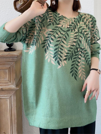 Embrace Winter's Warmth Women's Printed Fashionable Loose Sweater
