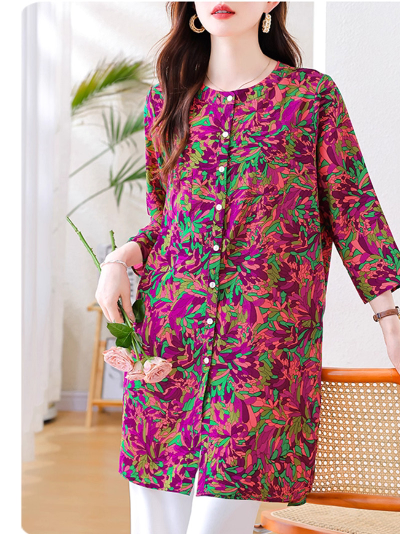 Sommer trendy & anmutiger lässig gedruckter Midi Top