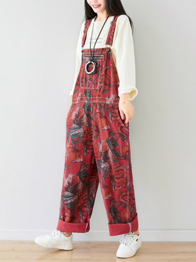 Women's Dreamy Printed Large Size Overalls Dungarees