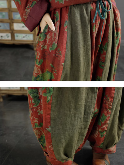 Women's Large Flower Warm Loose Baggy  Bottom
