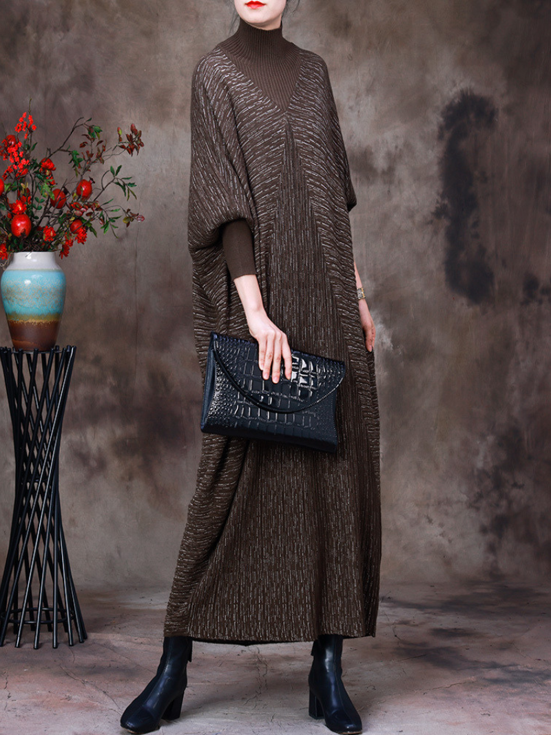 Women's Bat Sleeve Knitted Maxi Dress