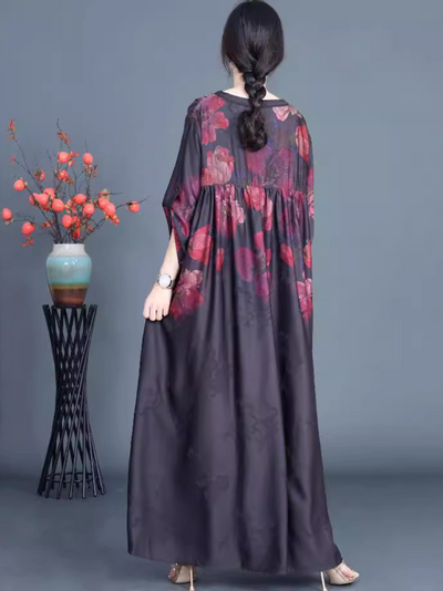 Women's Casual Mid-Length Printed V-Neck A-Line Dress