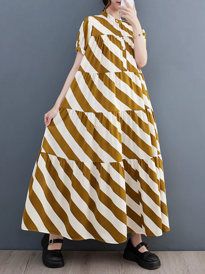 Women's Striped Printed A-Line Dress