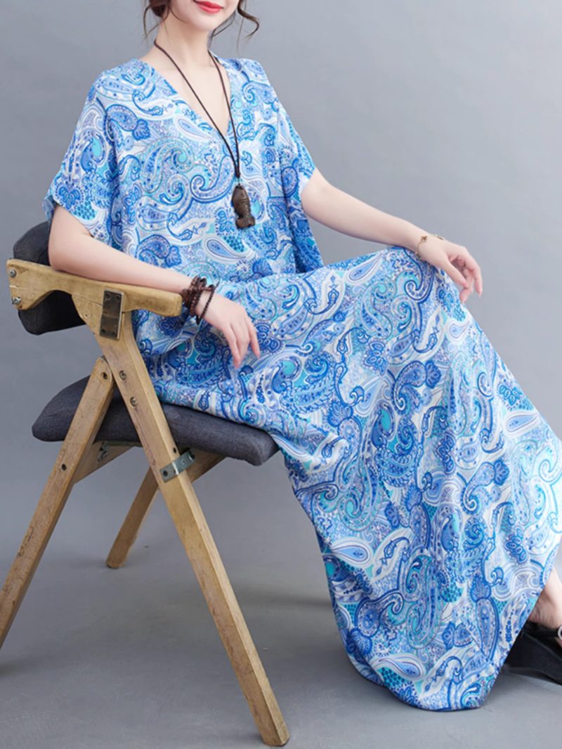 Women' s Casual Printed Kaftan Dress