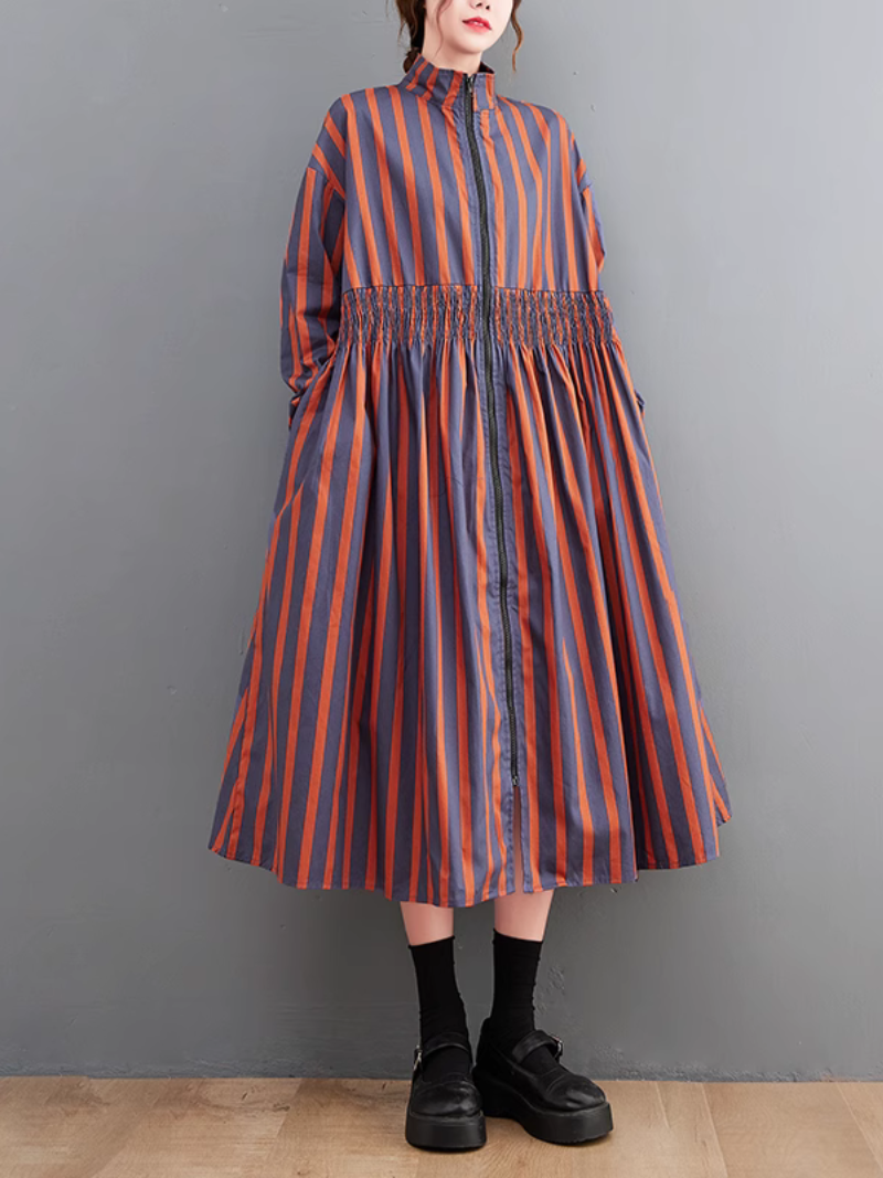  Women's Striped A-line Dress