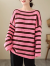 Women's Winter Warm Striped Shoulder Sweater