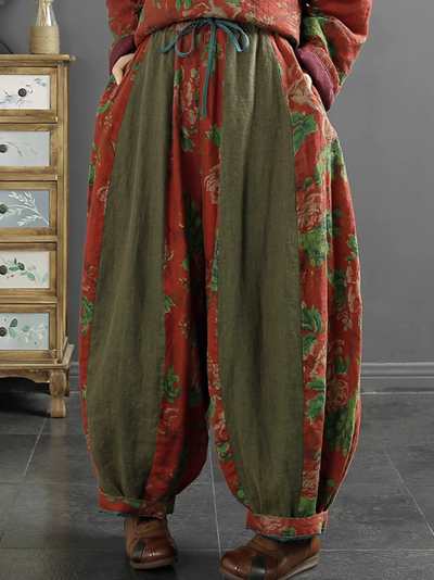 Women's Large Flower Warm Loose Baggy  Bottom