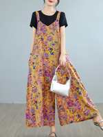 Casual Floral Print Baggy Overalls for Women with Pockets | Eva Trends