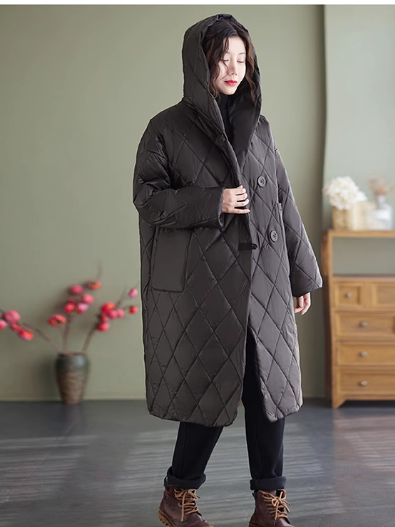 Women's Winter Mid-Length Thick Warm Hooded Coat