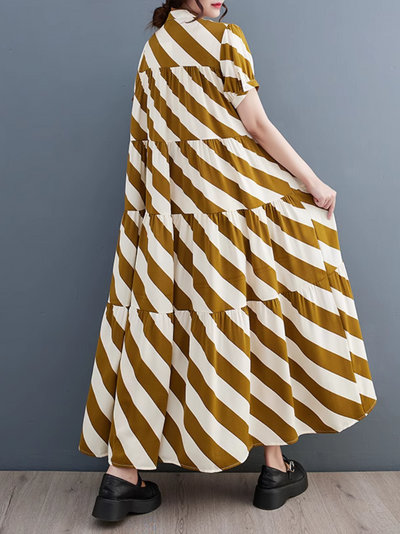 Women's Yellow Striped A-Line Dress