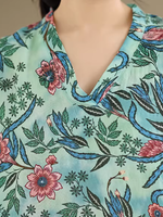 Botanical Print Viscose Kaftan Maxi Dress with Relaxed Elegance Silhouette
