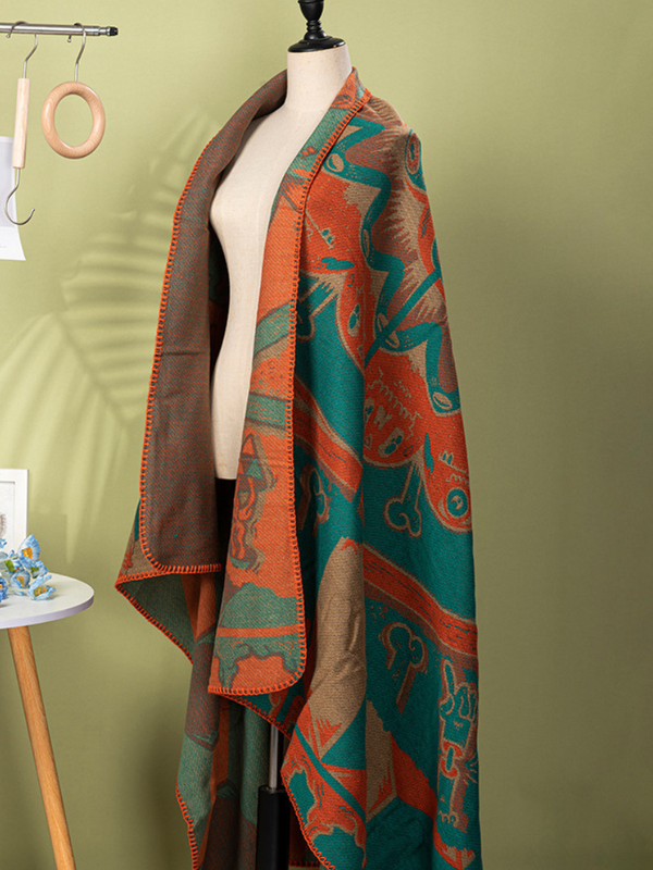 Cozy Evenings Wrap — Artful Jacquard Shawl with Warm, Forgiving Drape