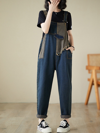 Women's Dark Blue Overalls Dungarees