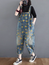 Women's Large Size Flower Dungarees