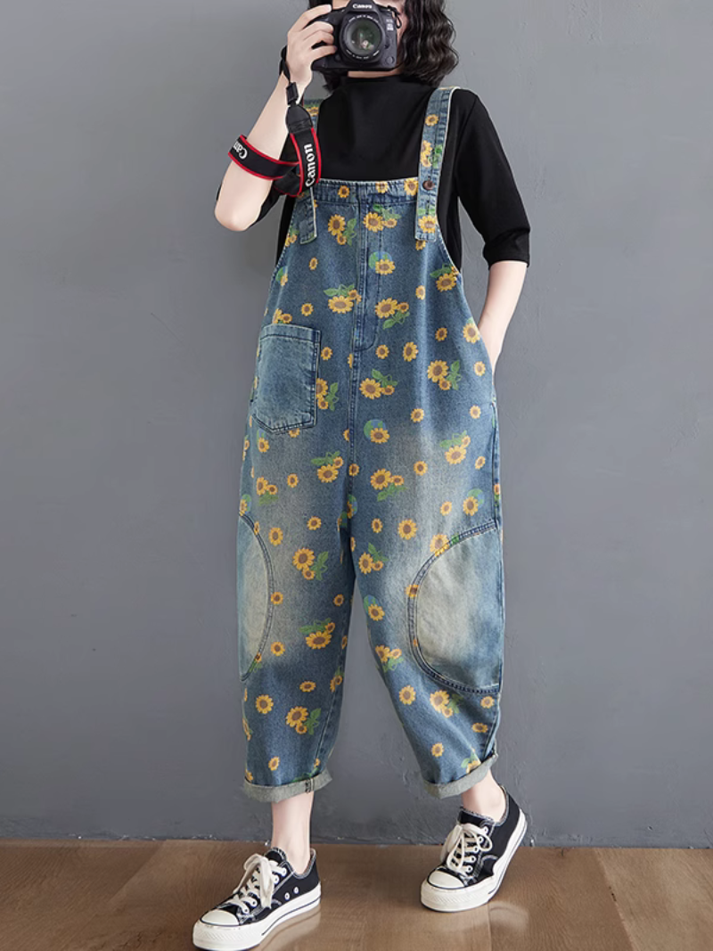 Large Size Flower Dungarees