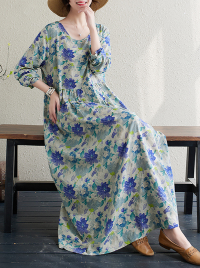 Women's Round Neck Smock Dress