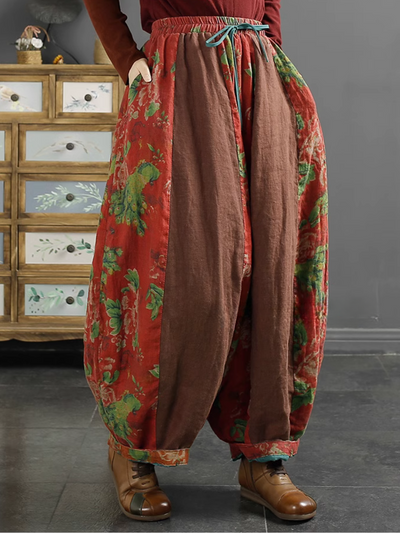 Women's Large Flower Warm Loose Baggy  Bottom