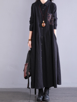 Women's Elegant Summer Side Pockets Button-Up A-Line Dress