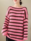 Women's Winter Warm Striped Shoulder Sweater