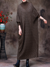 Women's High Collar Knitted Maxi Dress