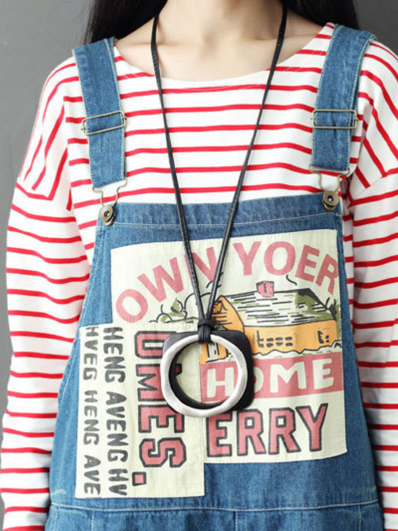 Women's Short Patch Denim Overalls