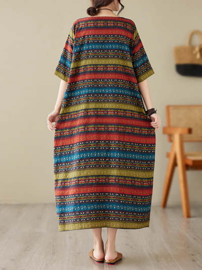 Women's Color Striped Midi Dress