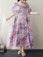 Weekend Brunch Beauty Floral Maxi Dress — Airy Cotton Linen Ease