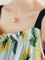Sunflower Print Loose Sleeveless Salopette