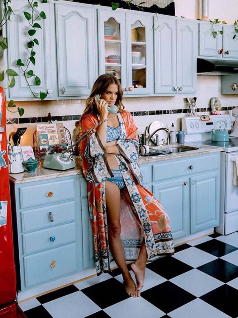 Partywear Floral Print Long Length Orange Color Cotton Gown Robe Kimono