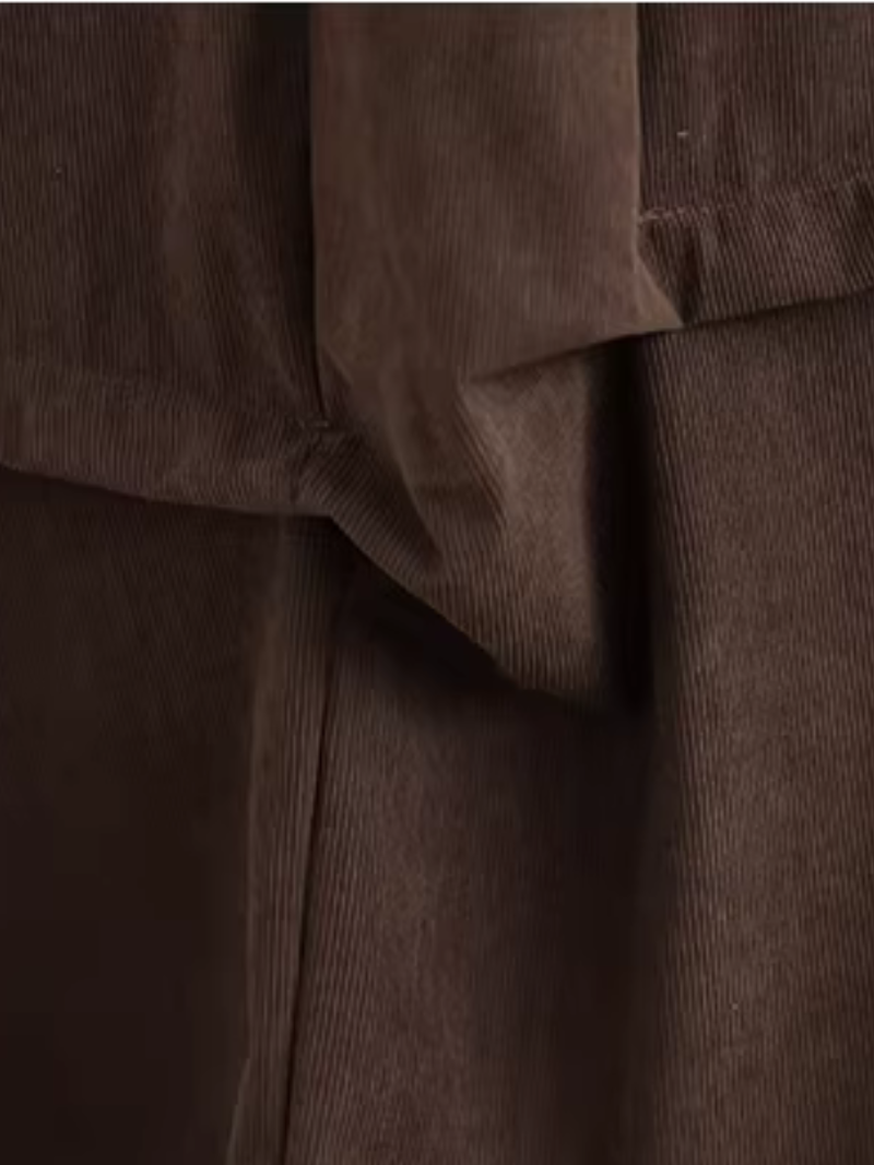 Artful Corduroy Skirt with Draped Layers and Elastic Waist Elegance