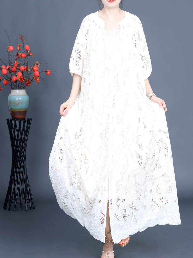 Women's Every Occasion Wear Embroidery Flowers A-Line Dress