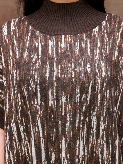 Fashionable Women's Camouflage Half Collar Knitted Midi Dress