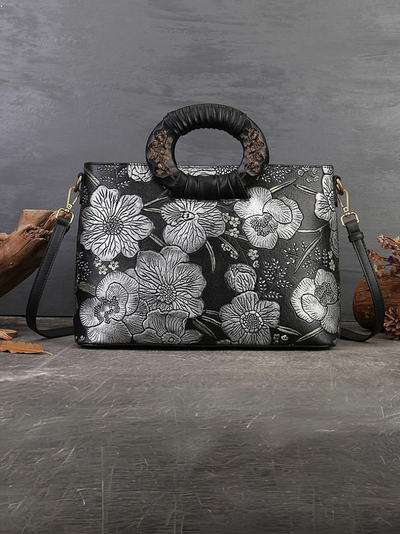 Women's Stylish Tote Versatile Flower PU Bag