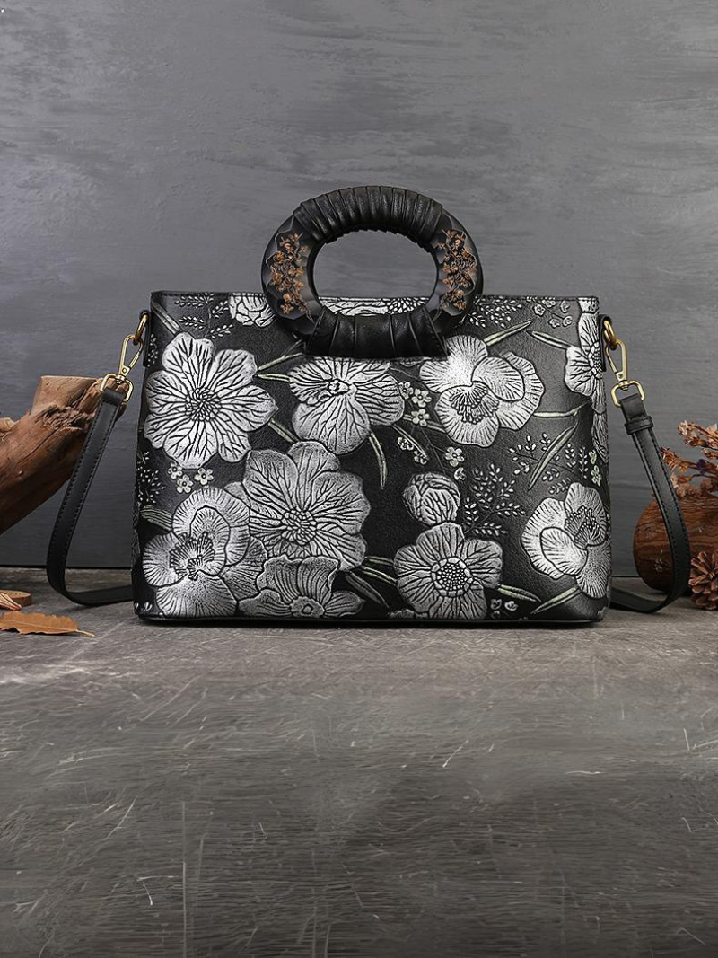 Women's Tote Versatile Flower PU Bag