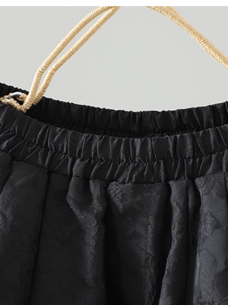 Textured Jacquard Tapered Pants for Women, Elegant Chic Elastic-Waist Trousers