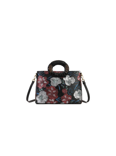 Women's Fashionable Tote Versatile Flower PU Bag