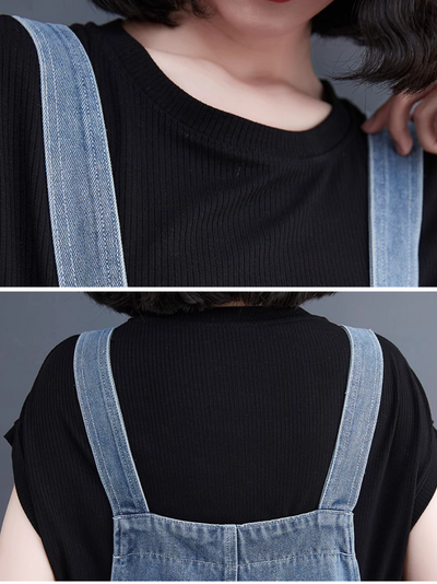 Women's Spring and Summer Patch Embroidered  Overalls Dungarees
