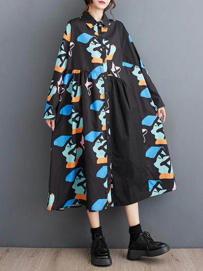 Women's Black A-Line Shirt Dress
