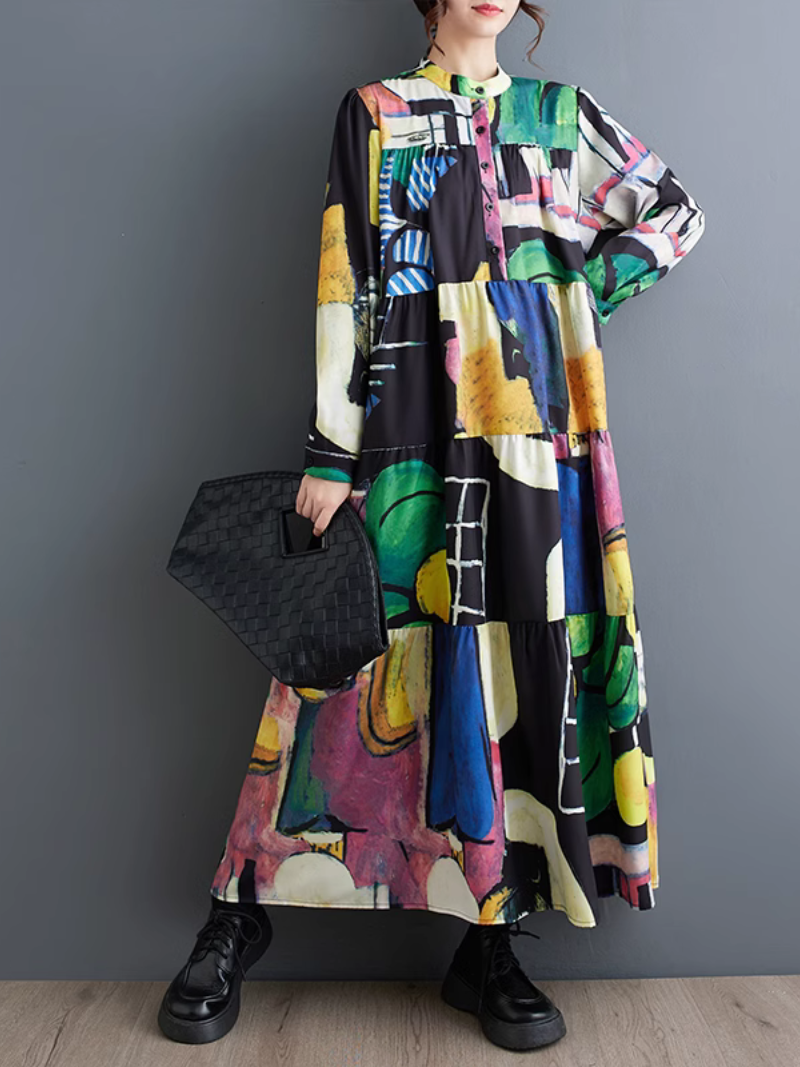 Women's Colorful Loose  A-Line Dress