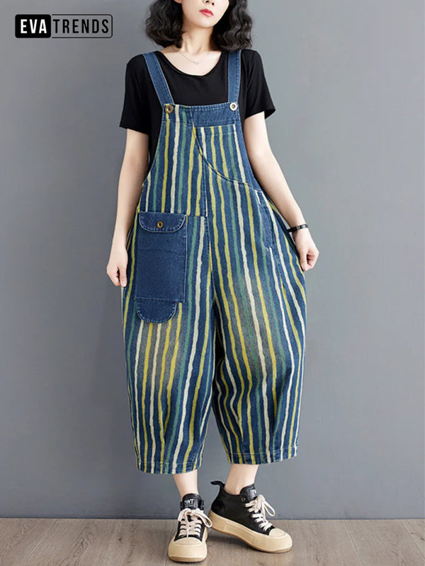 Women's Printed Summer Dungarees Relaxed Fit Overalls