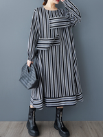 Robe A-Line Spring & Automne Striped Striped Striped A-Line pour femmes