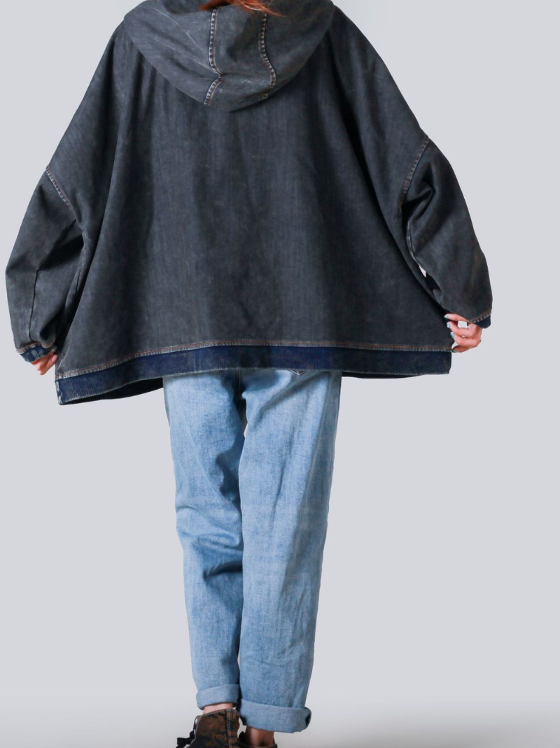 Trendy &amp; Casual Patch Loose Hooded Pullover für Damen