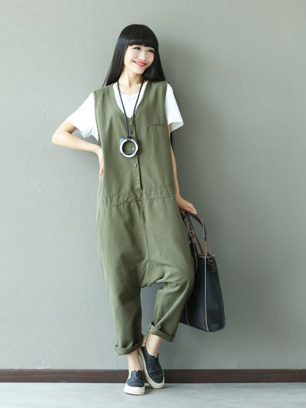 Stylish Button Front Denim Overalls for Women | Eva Trends