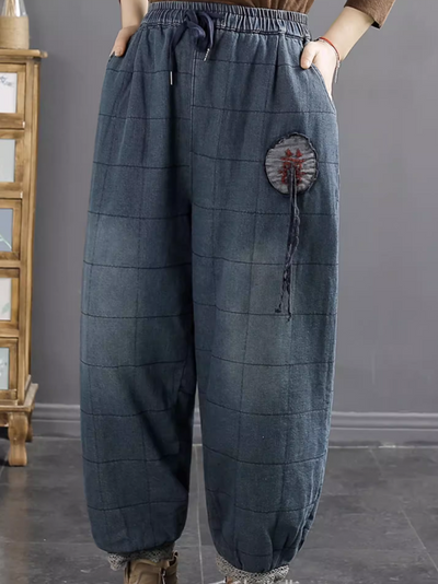 Women's Plus Size Comfortable Patch Denim Harem Bottom