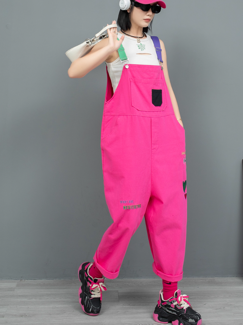 Women's Pink Loose Overall