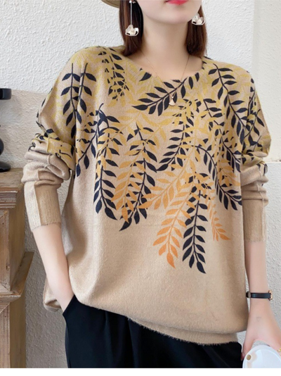 Embrace Winter's Warmth Women's Printed Fashionable Loose Sweater