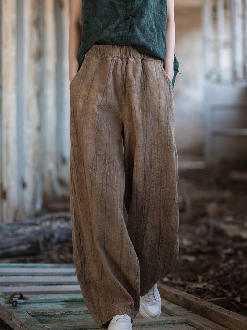 Trendy brown wide-leg pants 
