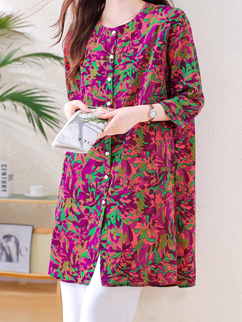 Sommer trendy & anmutiger lässig gedruckter Midi Top